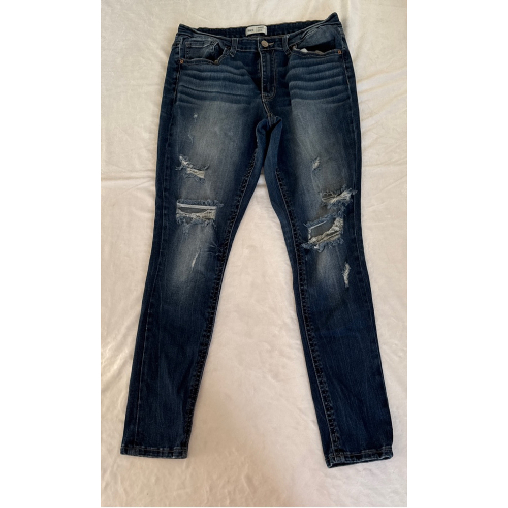 Women's BKE Gabby Blue Distressed Curvy Fit Ankle Jeans Size 31